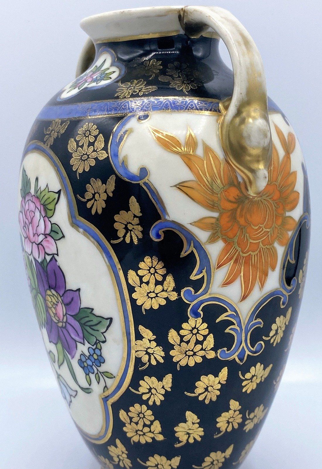 Noritake Black and White Hand Painted Vase 7 3