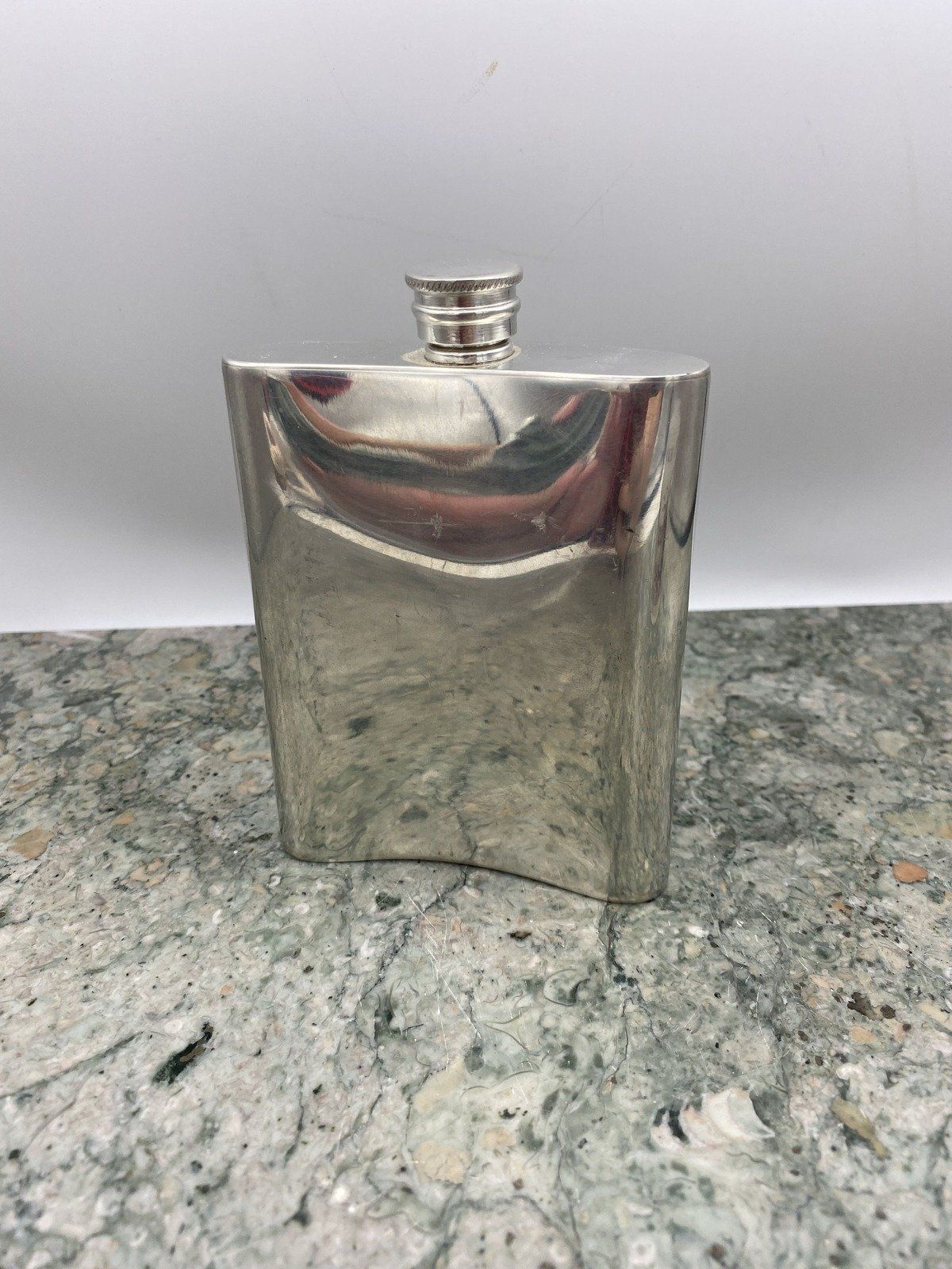 Sheffield Mint England Polished Pewter Golf Scene Flask 2