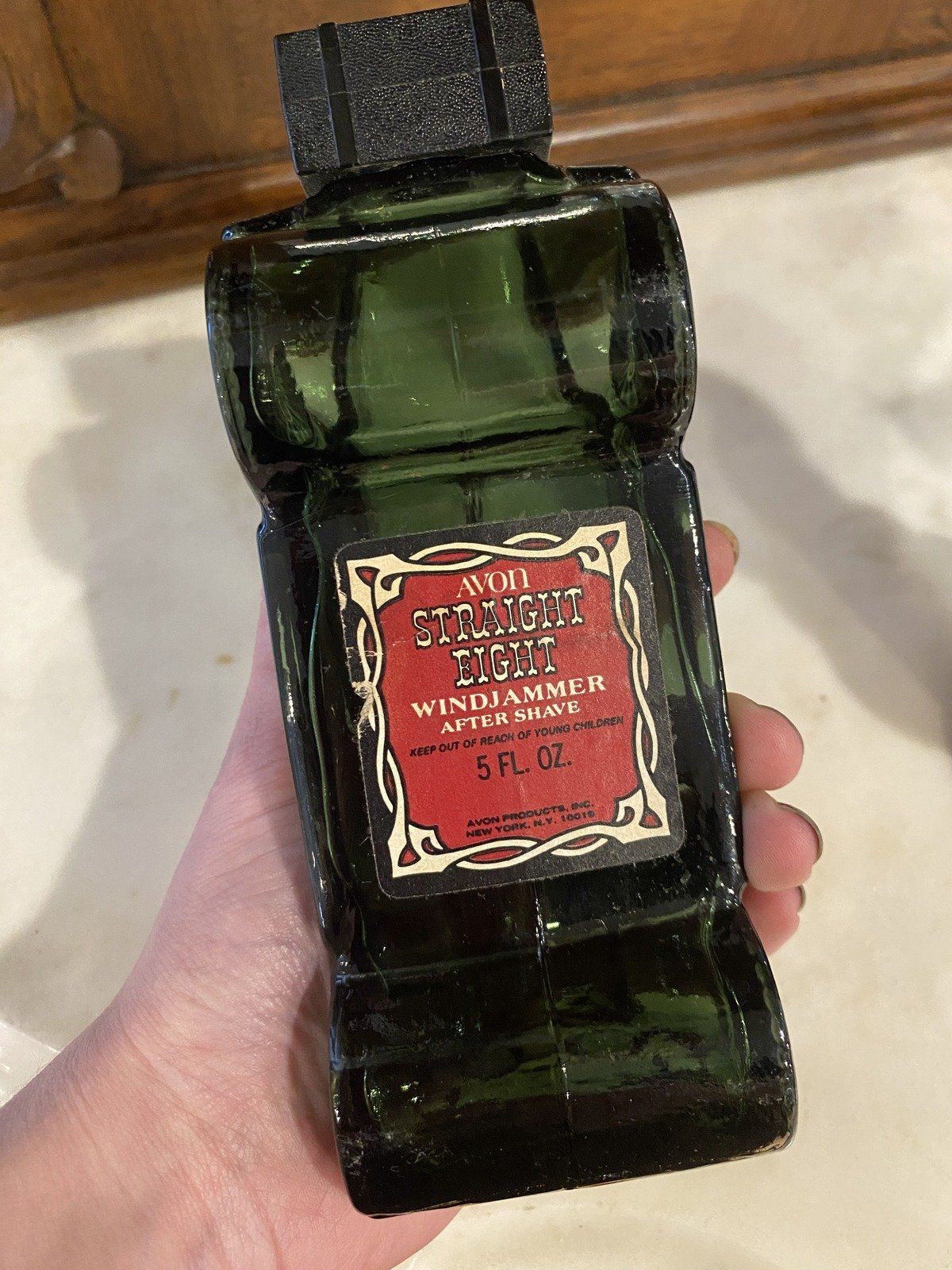 Vintage Green Apothecary Glass Avon Model A Collectible Bottle 4