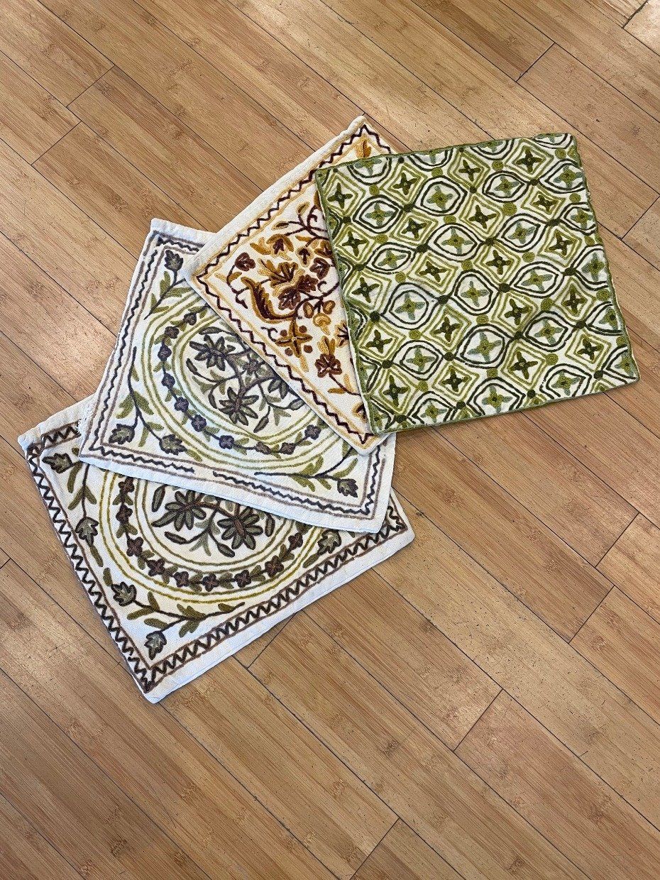 15x15 Vintage Cotton + Cashmire Embroidered Hand Loomed Pillow Cases