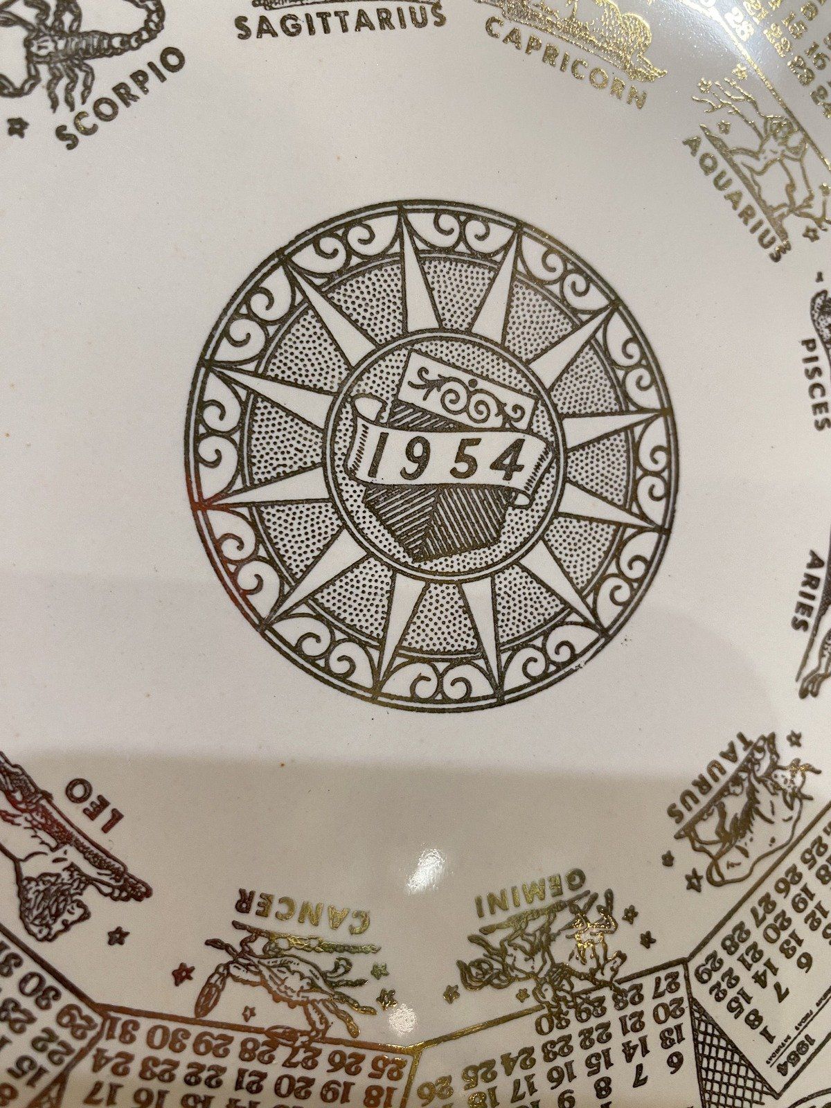 Vintage c.1954 Zodiac Calendar Plate 3