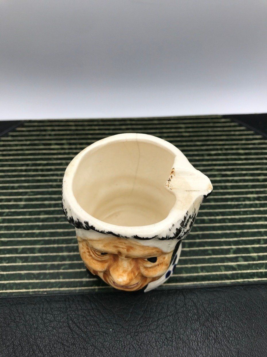 Occupied Japan Toby Porcelain Old Lady Head Ash Tray 3