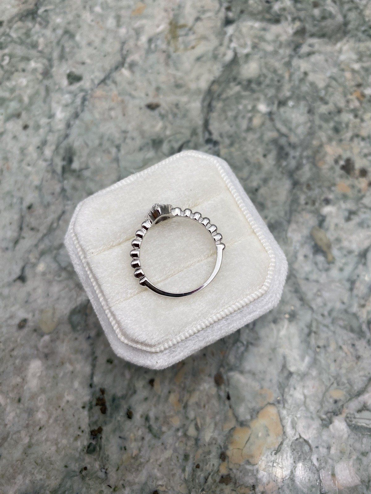 Minimalistic Modern .23ctw Trapezoidal Pear Cluster Moissanite Diamond Sterling Milgrain Band Bridal Ring + GIA Report 6
