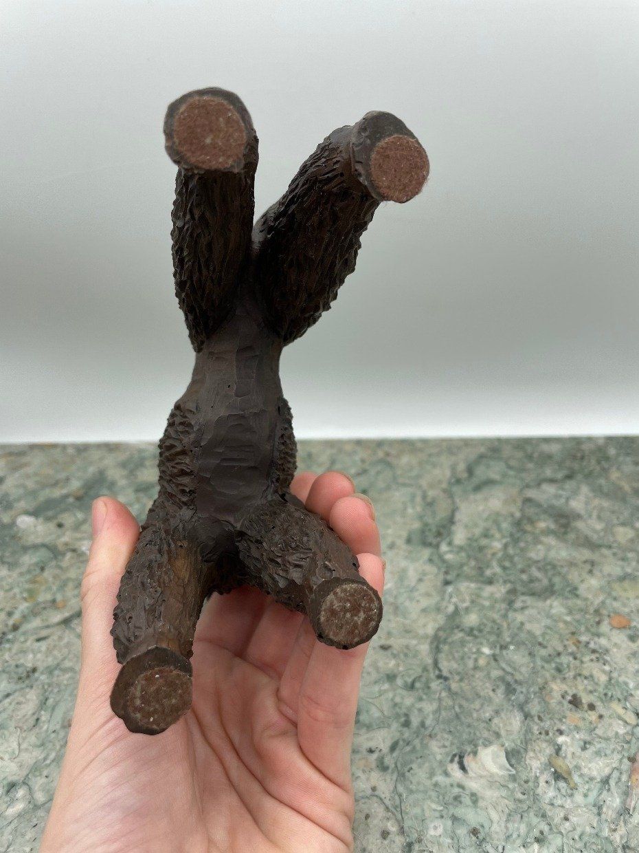 Carved Walnut Resin Poodle (Missing Tail) 3