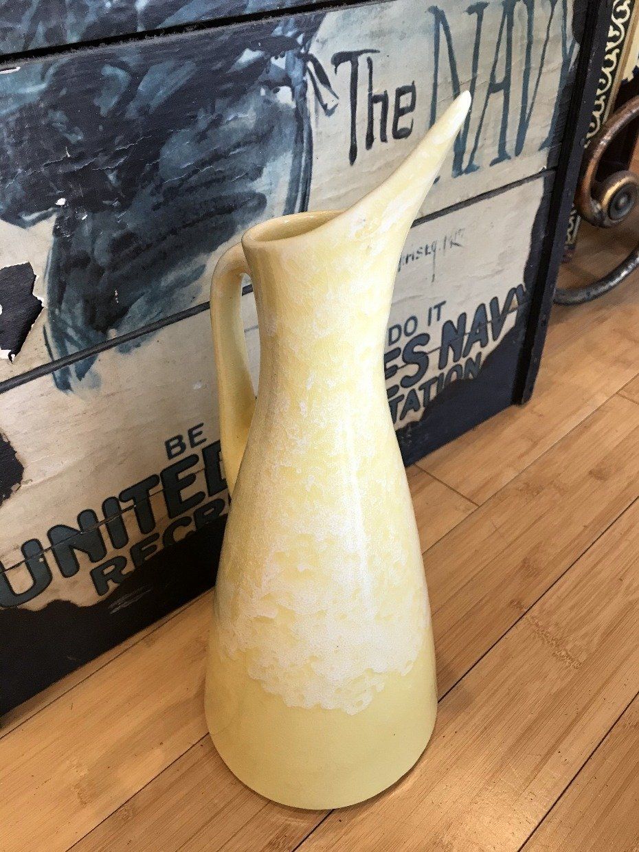 Rare Vintage Brush McCoy Yellow Pottery Jug Tankard 2