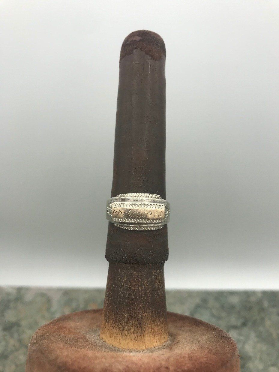 Vintage c.1945 WWII Manila, Philippines Sterling Silver + 10k Rose Gold Trench Art Men's Ring 2