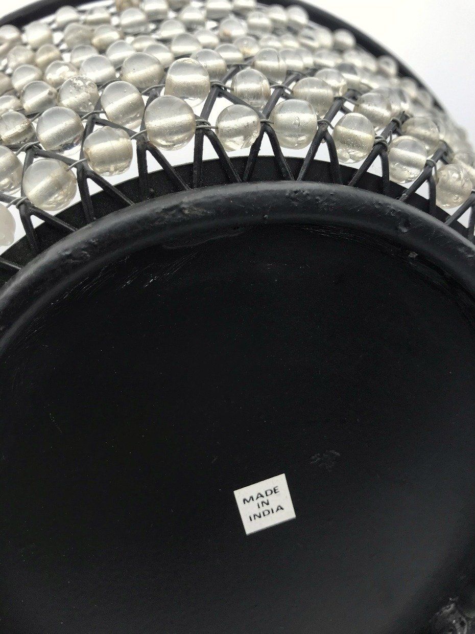 Wire + Clear Beaded Basket Made in India 4