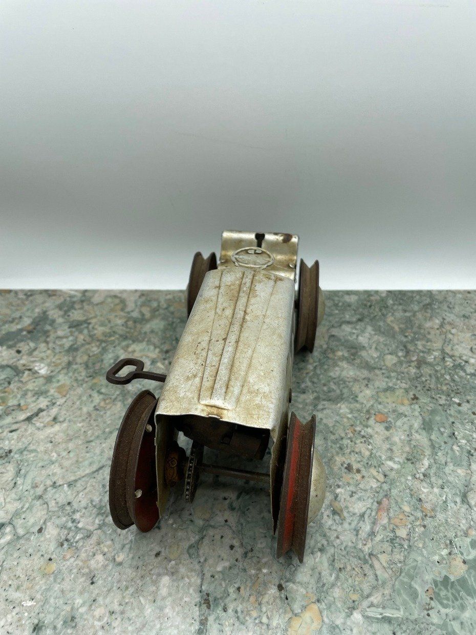 Vintage Louis Marx Aluminum Toy Wind Up Tractor 3