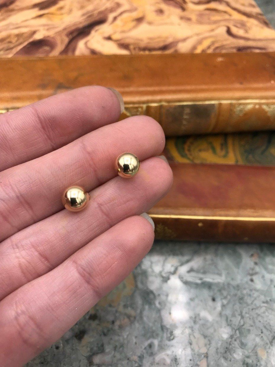 14k Gold Sphere Stud Earrings 2