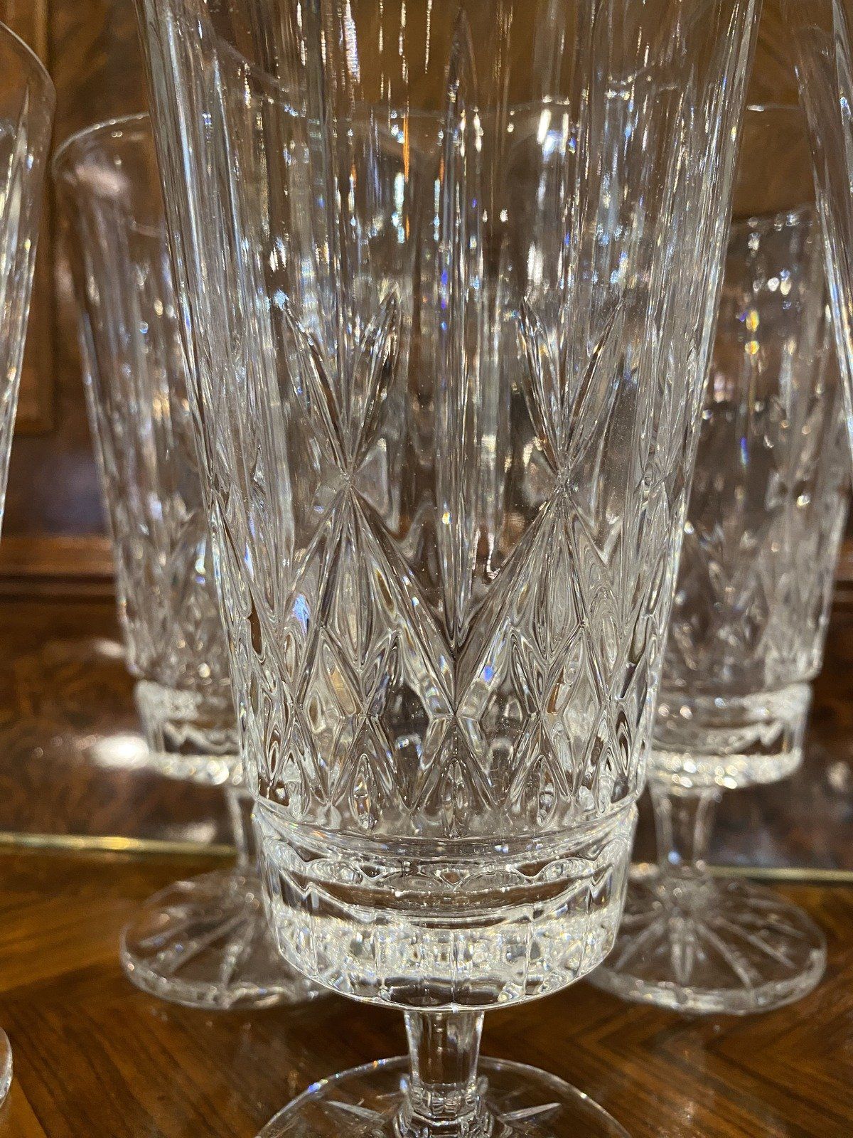 Set of 8x Glass Pressed Stemmed Water Glasses 4