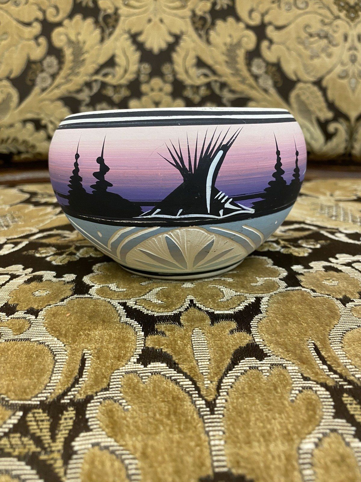 Signed Colorful Signed Sagg Dineh SW Navajo Pottery Bowl