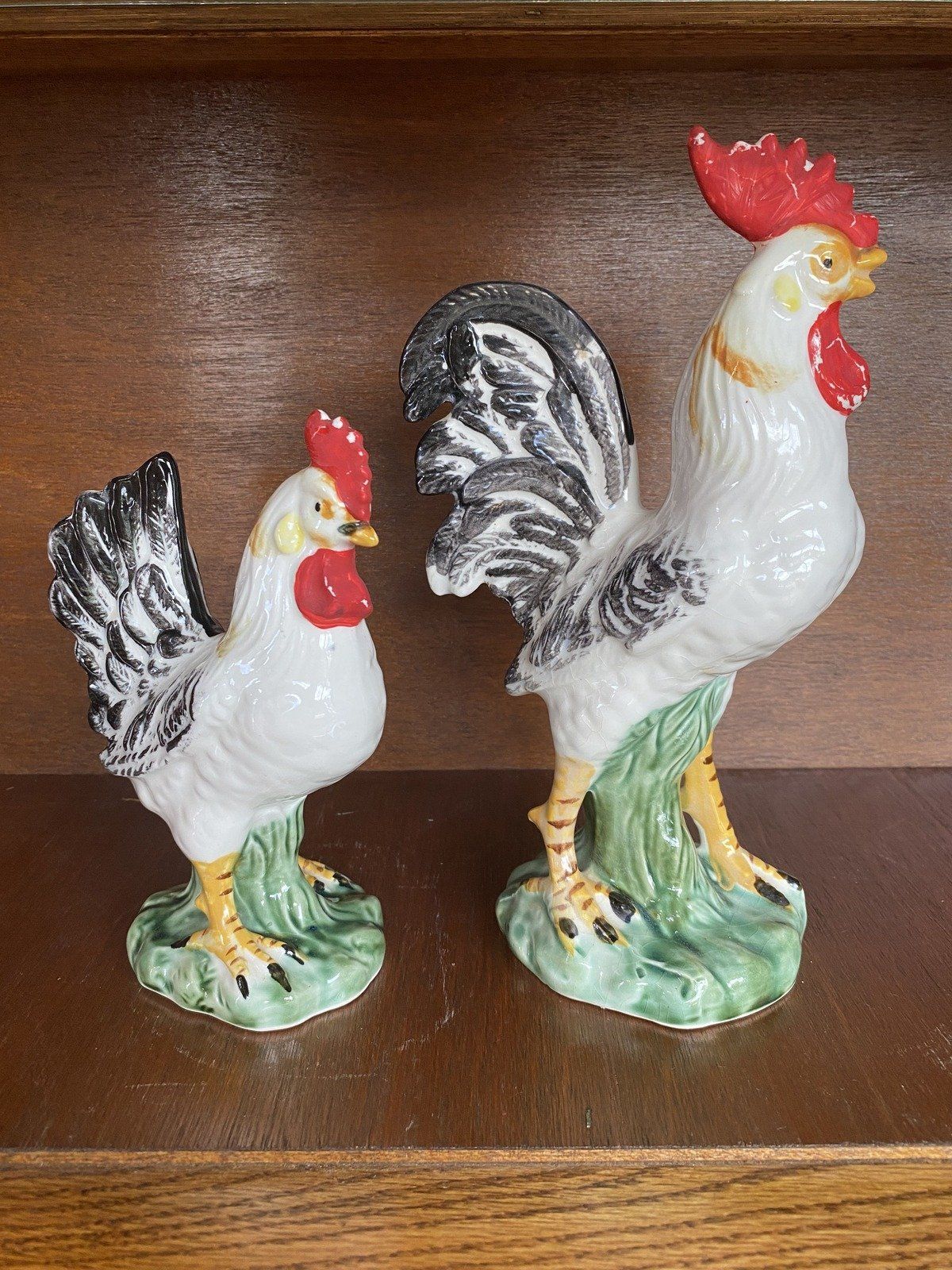Vintage Japanese Porcelain Hand Painted Roosters 2