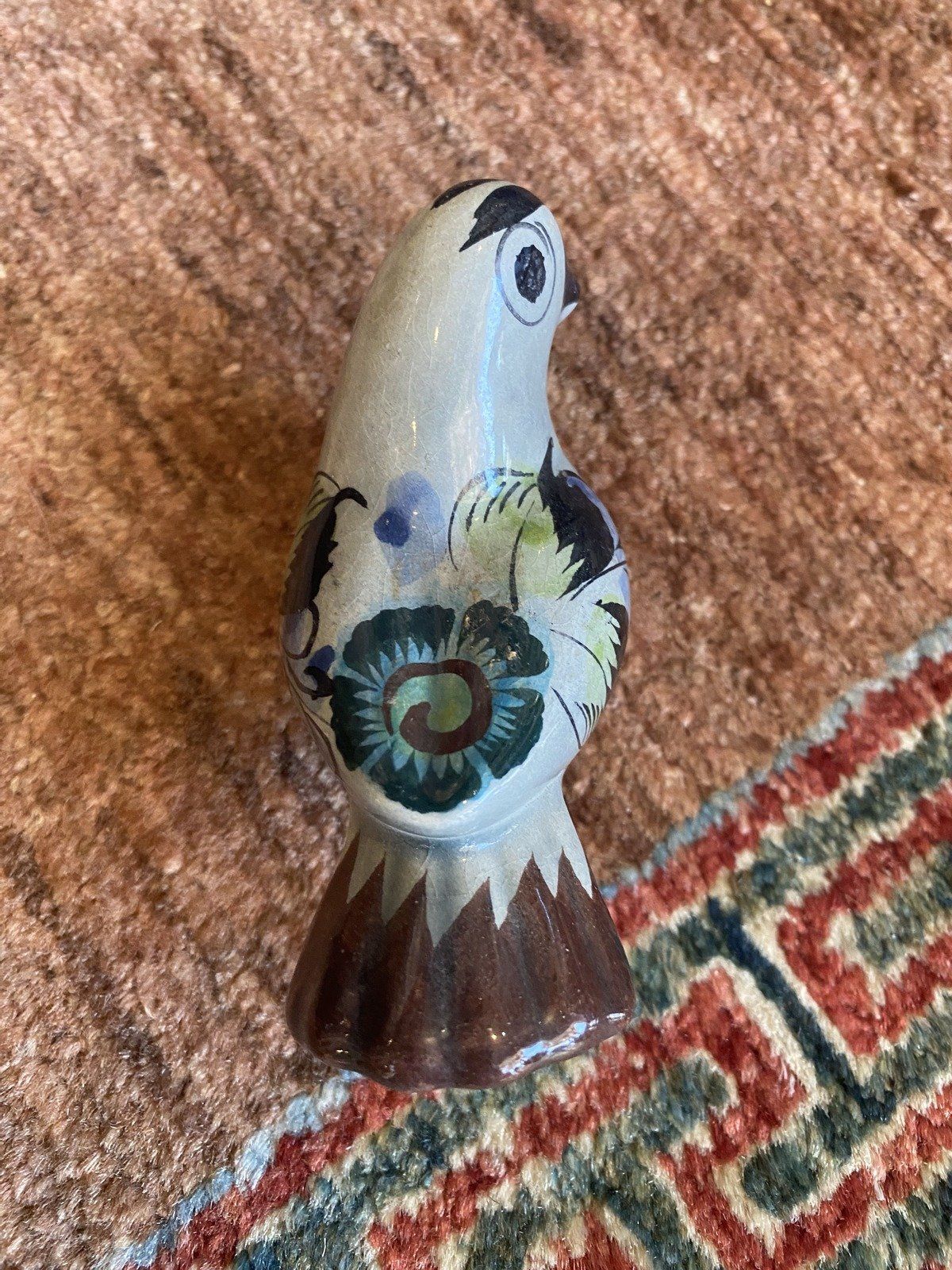 Vintage Tonala Mexico Pottery Painted Bird 2