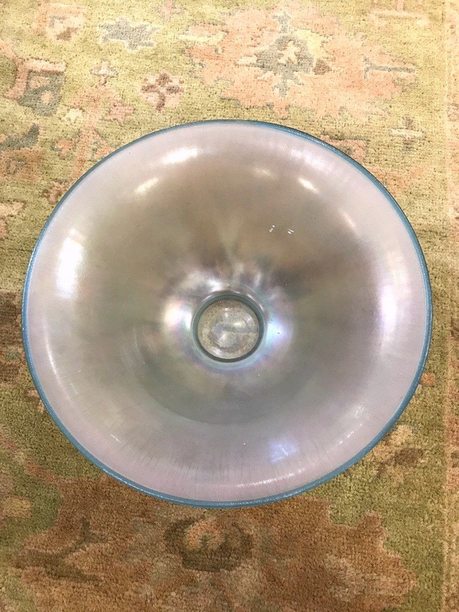Steuben Art Glass Blue Rimmed Verre De Soie Bowl 2