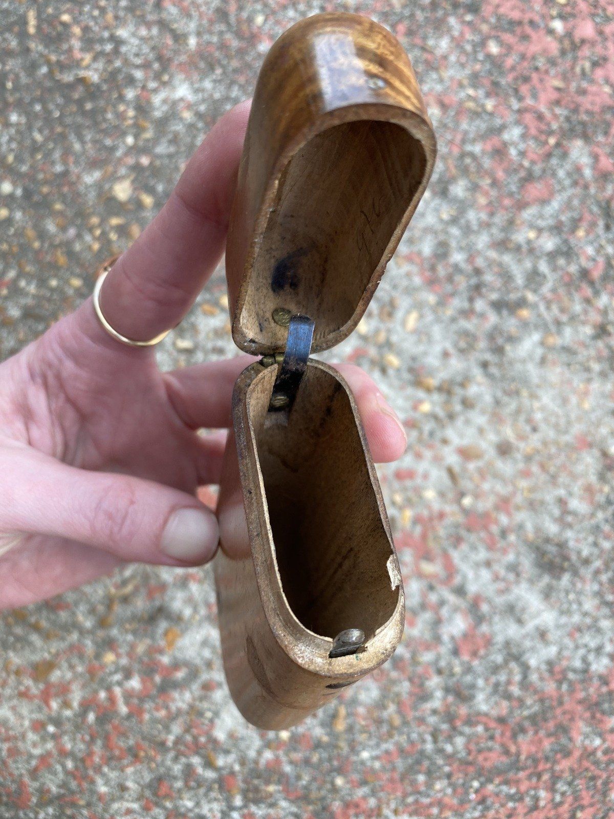 Antique Hand Made Wooden Stash/Cig Case w Locking Snap Button 5