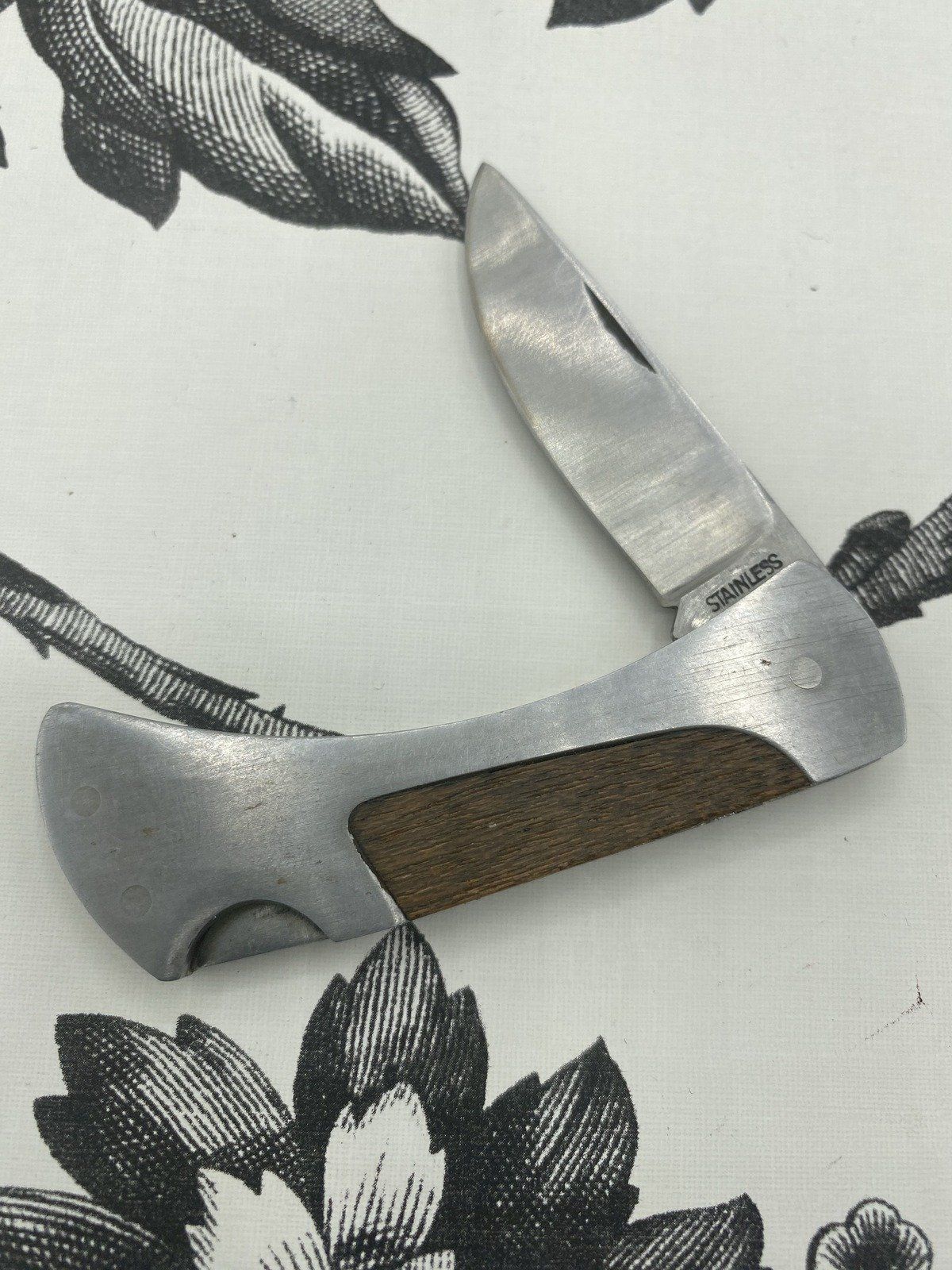 Stainless + Wood Pocket Knife