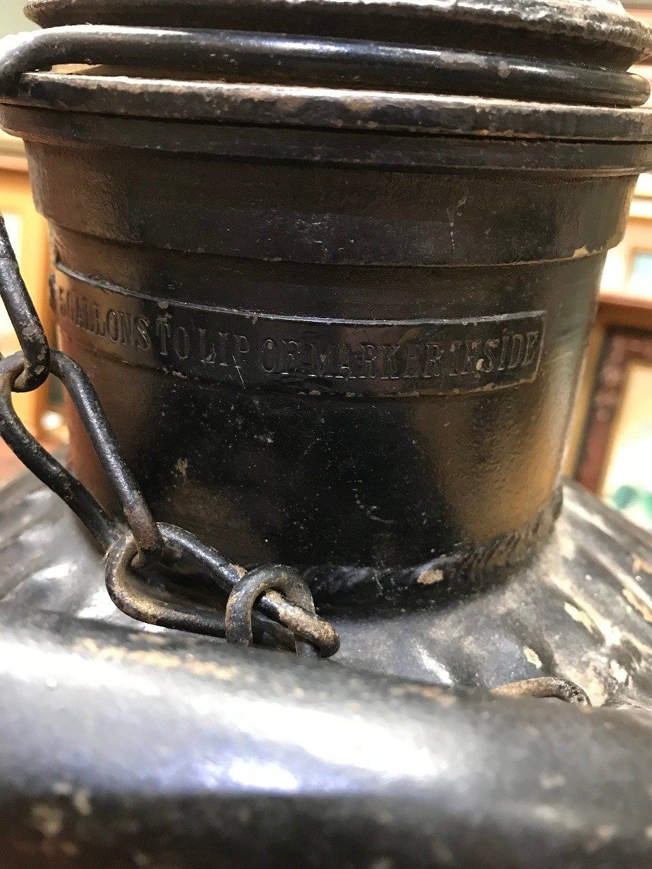 Large Antique Davis Welding MFG Co. Black Oil Tin Can 3