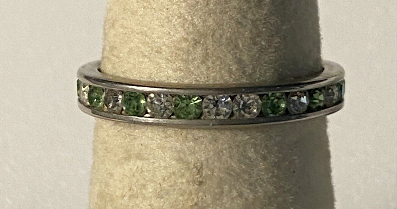 Sterling Ban with Diamond Like Stones Size 6