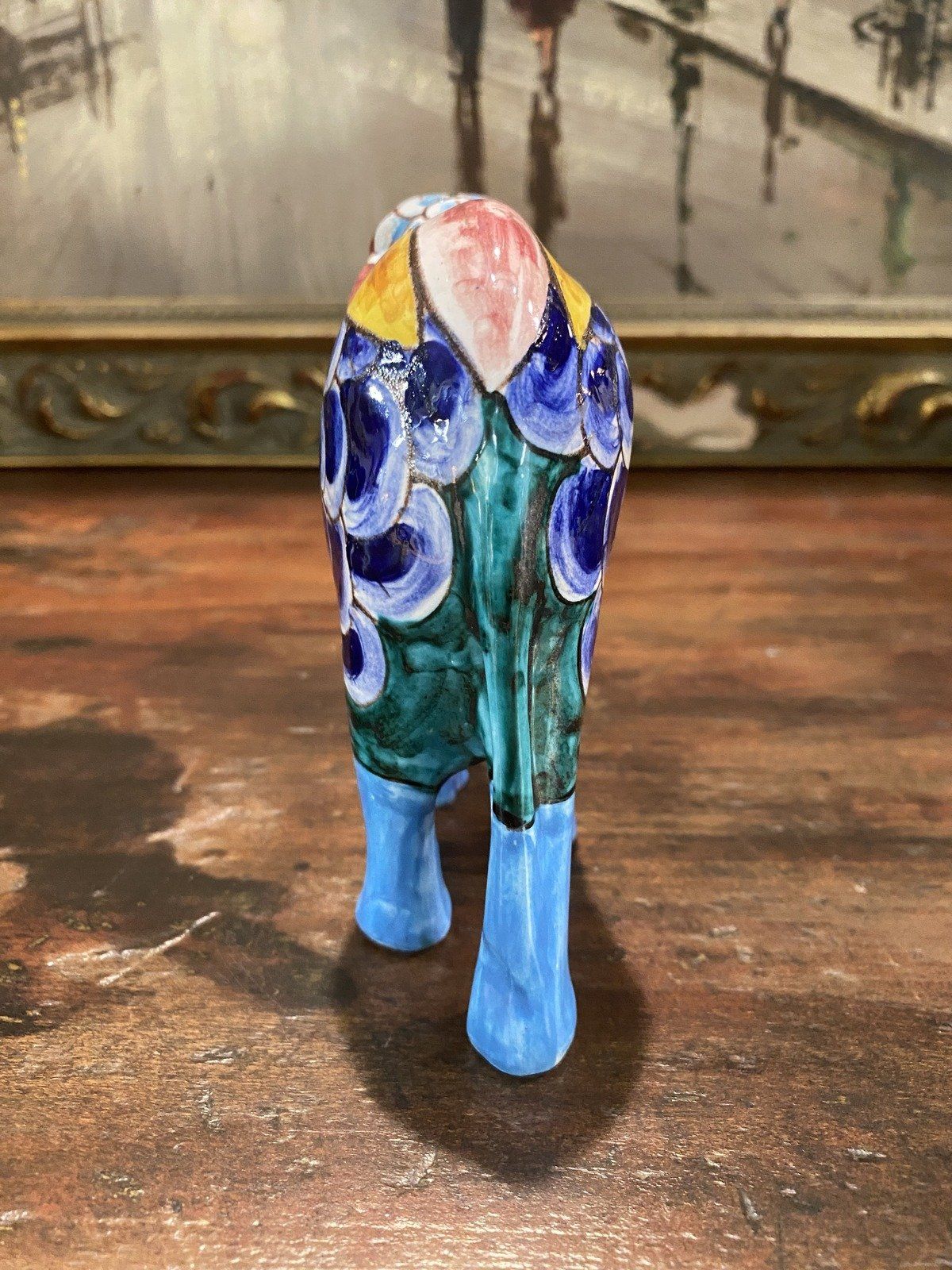 Vintage Talavera Mexico Hand Painted Pottery Elephant 2