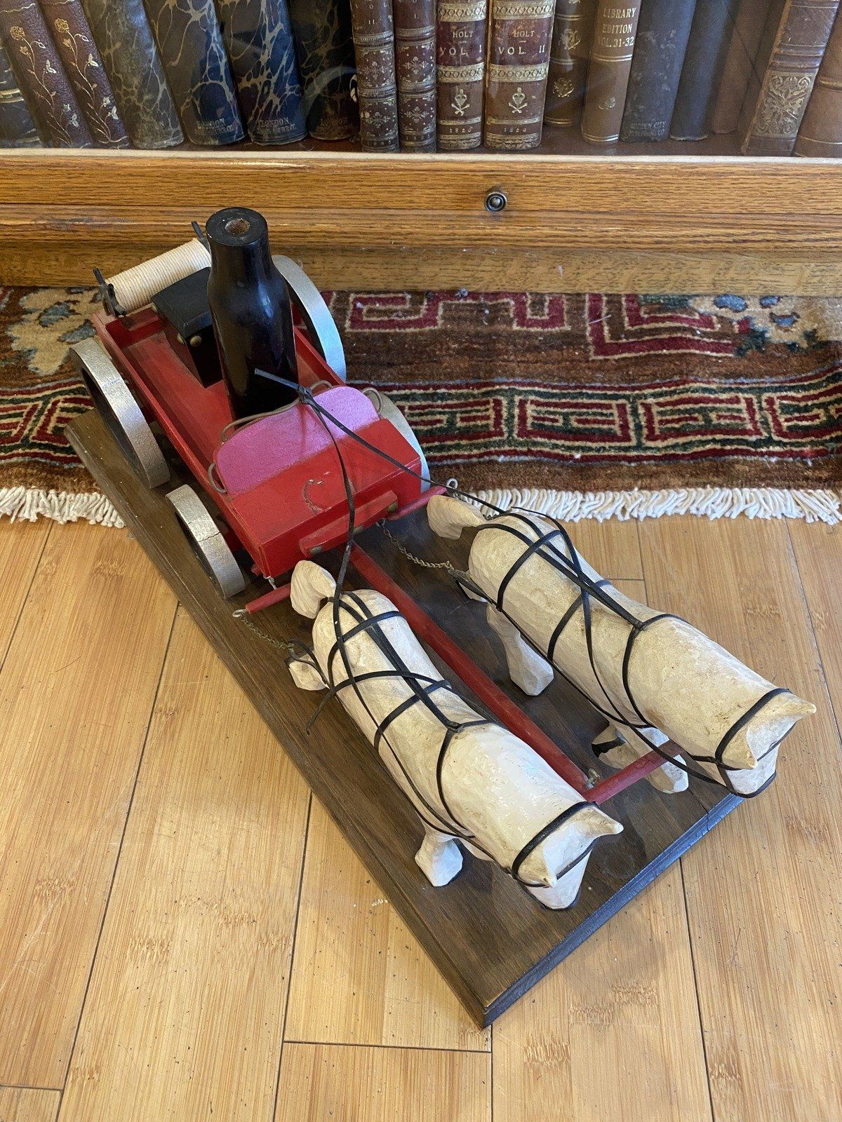 Wooden Folk Art Fire Engine + Horse 3
