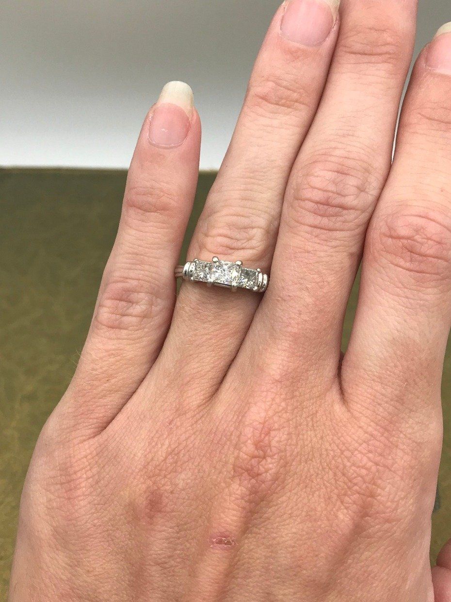 Platinum 1.15ctw Princess Cut Diamond Engagement Ring 2