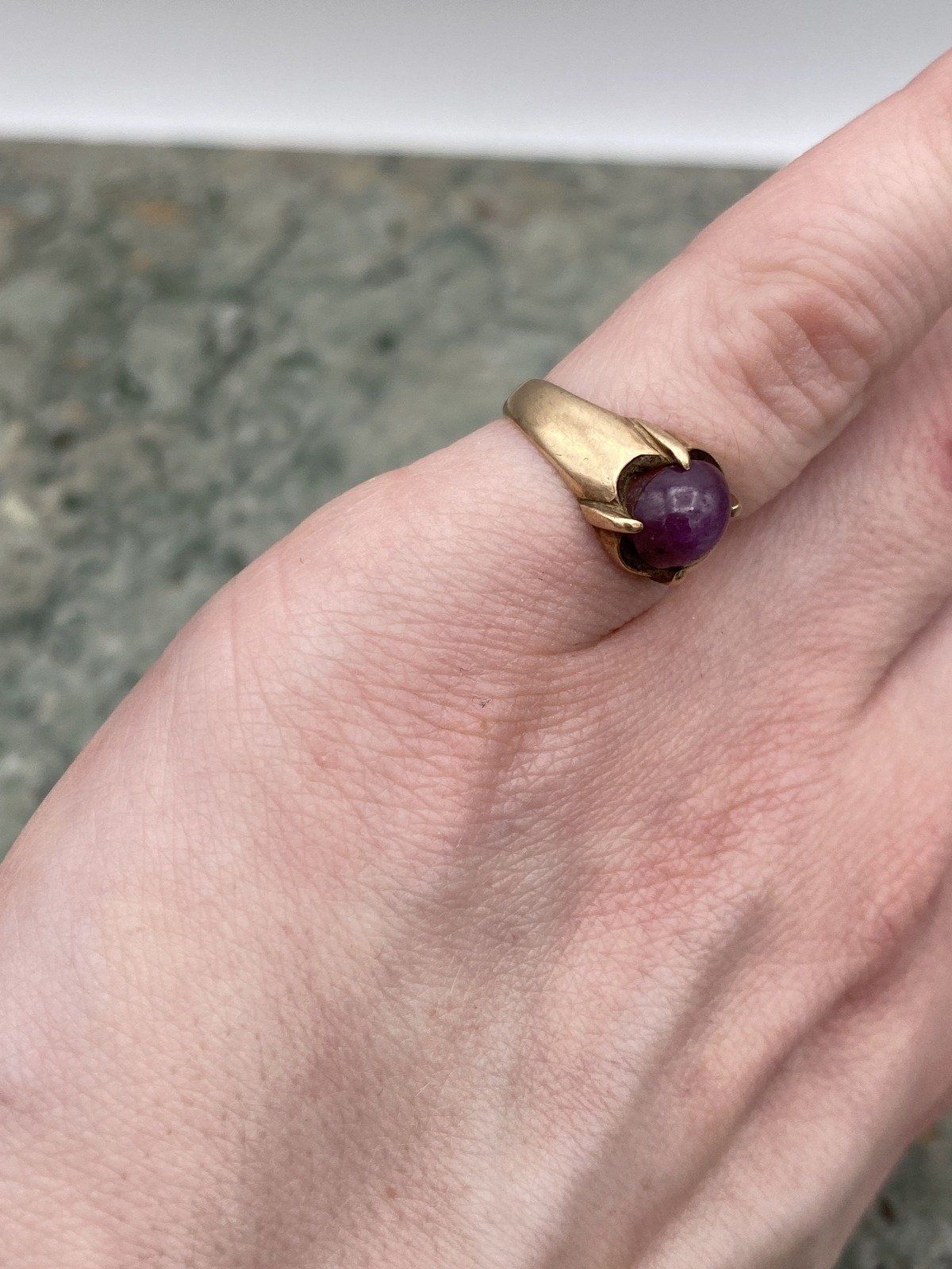 Very Old + Very Small Antique Bliss Ruby Belcher Set 10k Gold Pinky Ring 9