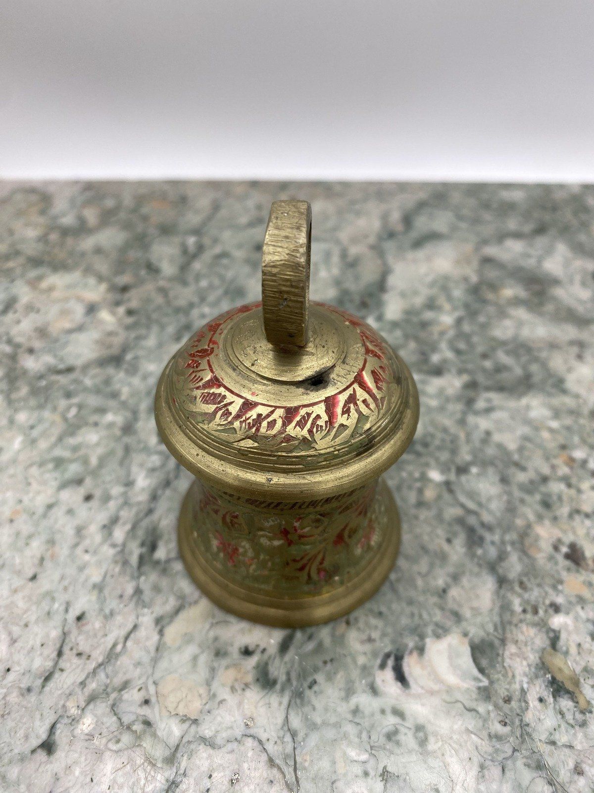 Brass E. Indian Enamel Temple Bell/Candle Snuffer 2