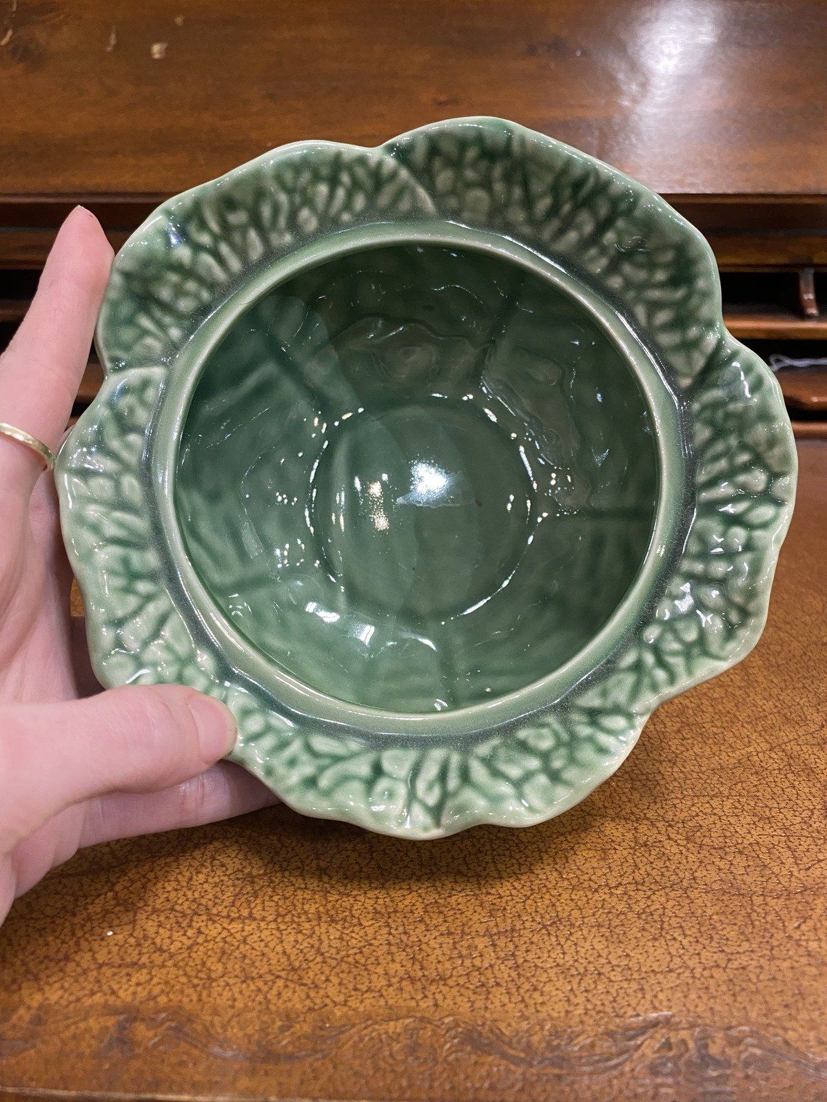 Bordallo Pinheiro Portugal Majolica Mini Lidded Cabbage Serving Bowl 6 11