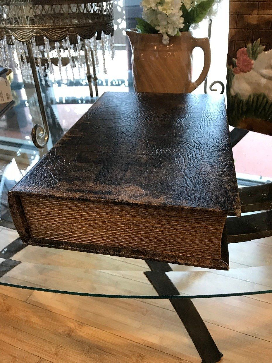 Modern Leather Decoupage Bible Storage Box w Subtle Cross Print