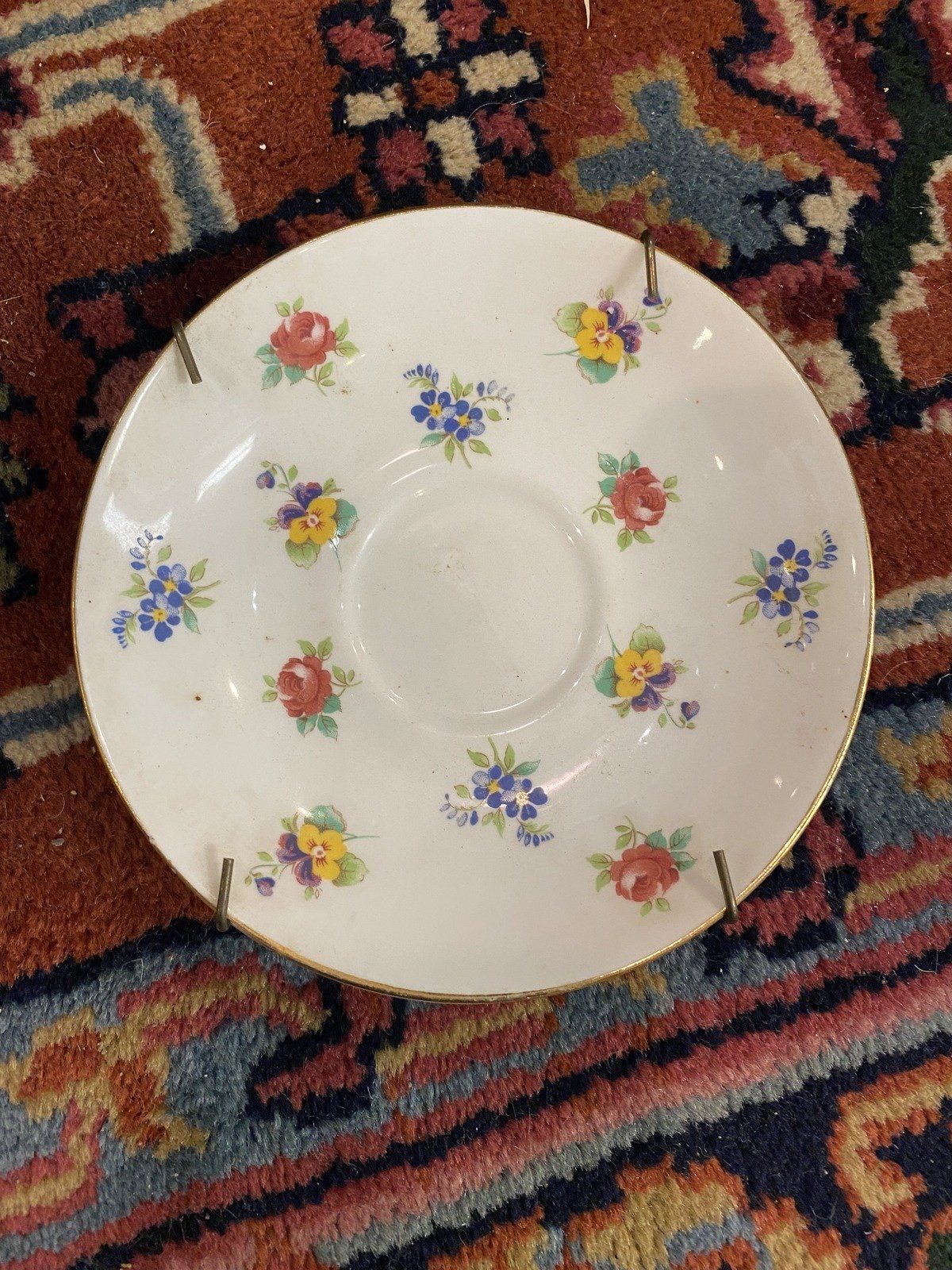 Mini Staffordshire Bone China Pansy + Floral Decorative Wall Saucer 5