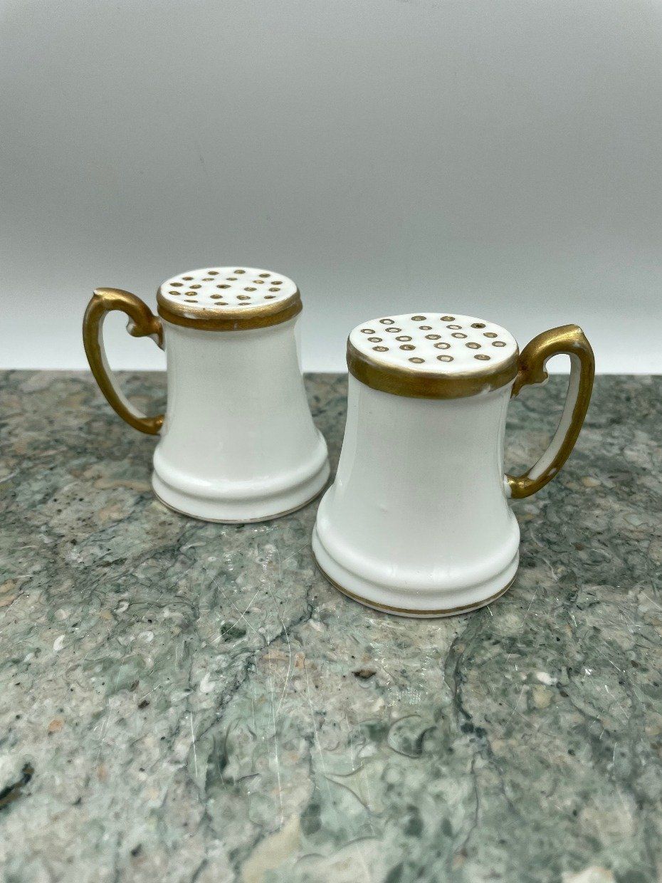 Nippon Bone China + Gilt Rim Salt & Pepper Shakers