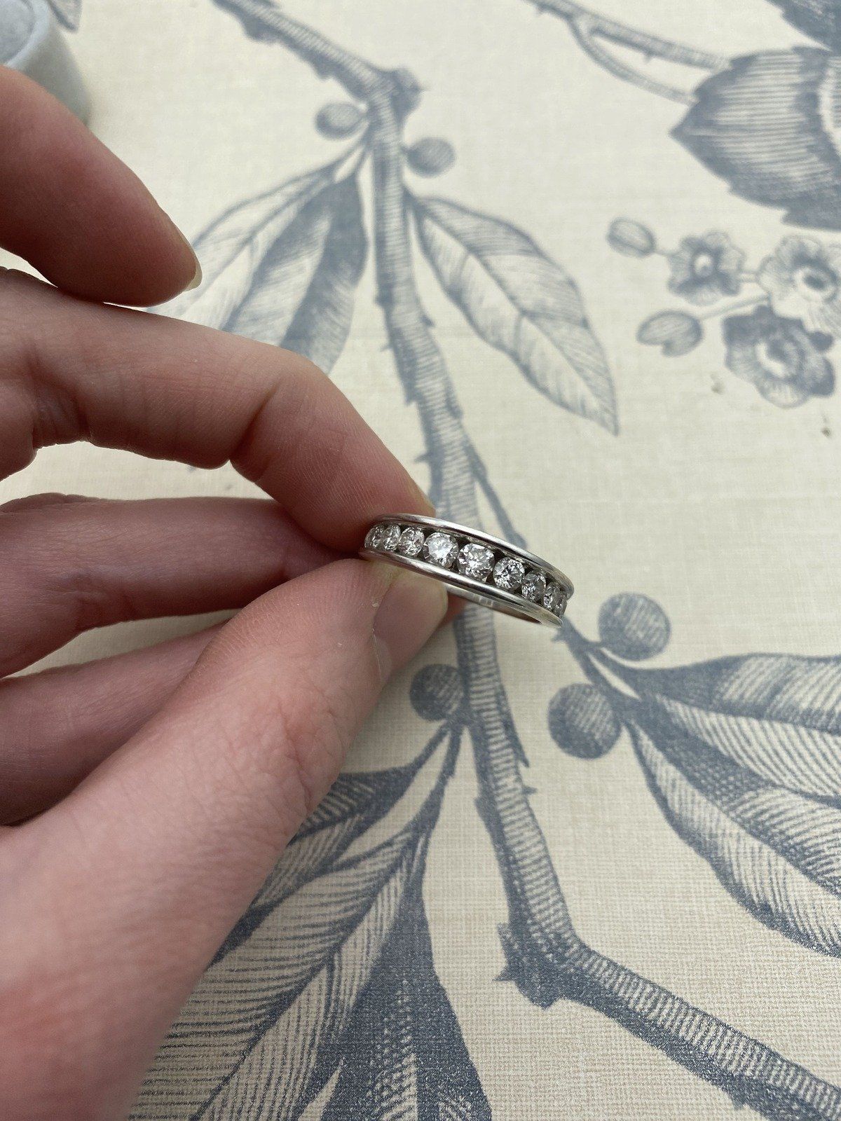 14k White Gold Floating Channel Set Diamond Ring Band #2218 3