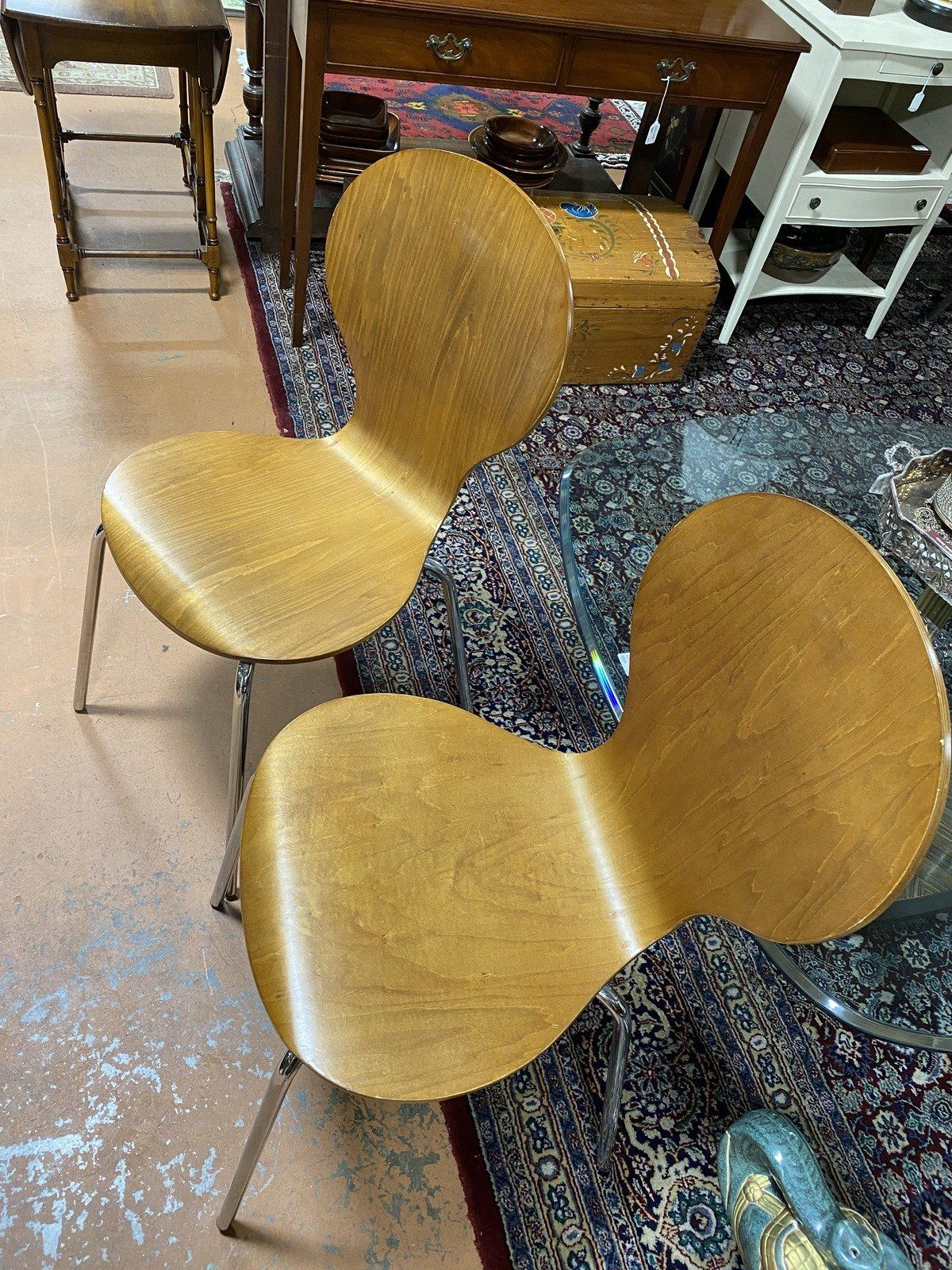 Mid Century Style Bent Plywood Farfalla Side Chairs #242 2
