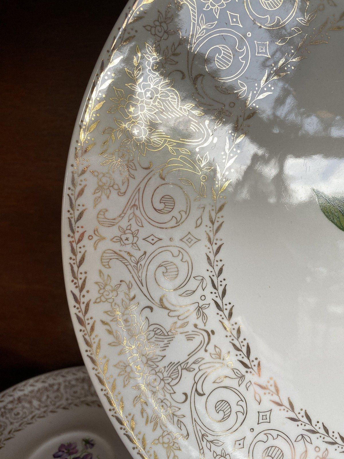 16pc 4 Place Setting Cunningham + Pickett Spring Violet + 22k Gold China Stoneware Dinner Set 6