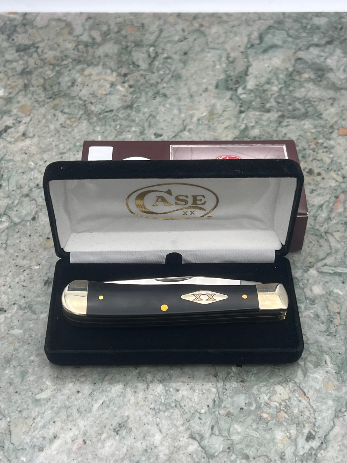 2016 Case XX 2254 SS Smooth Black Synthetic Trapper Pocket Knife w/ Display Box
