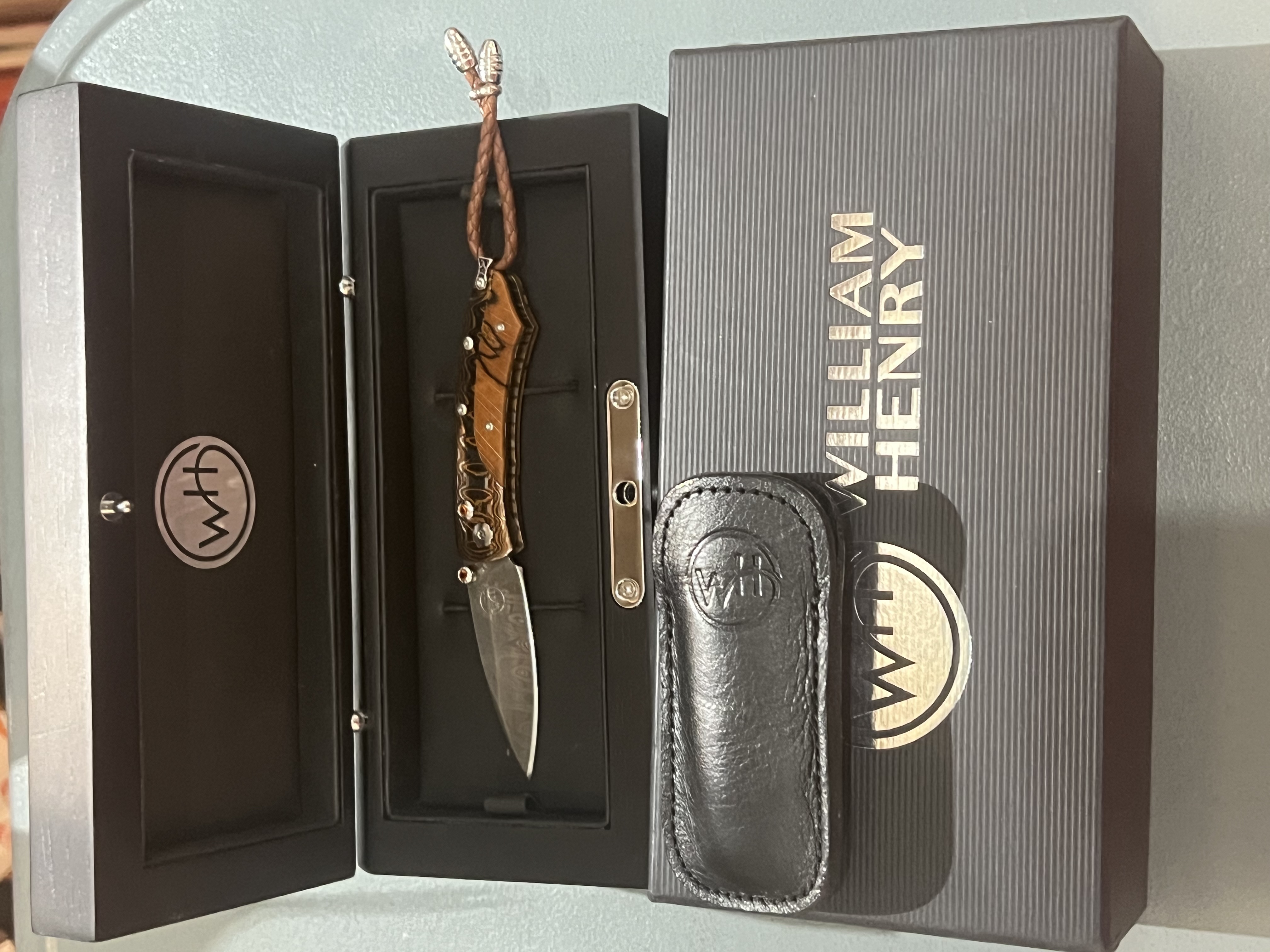 William Henry Folding Pocket Knife with Wood Handle in Box