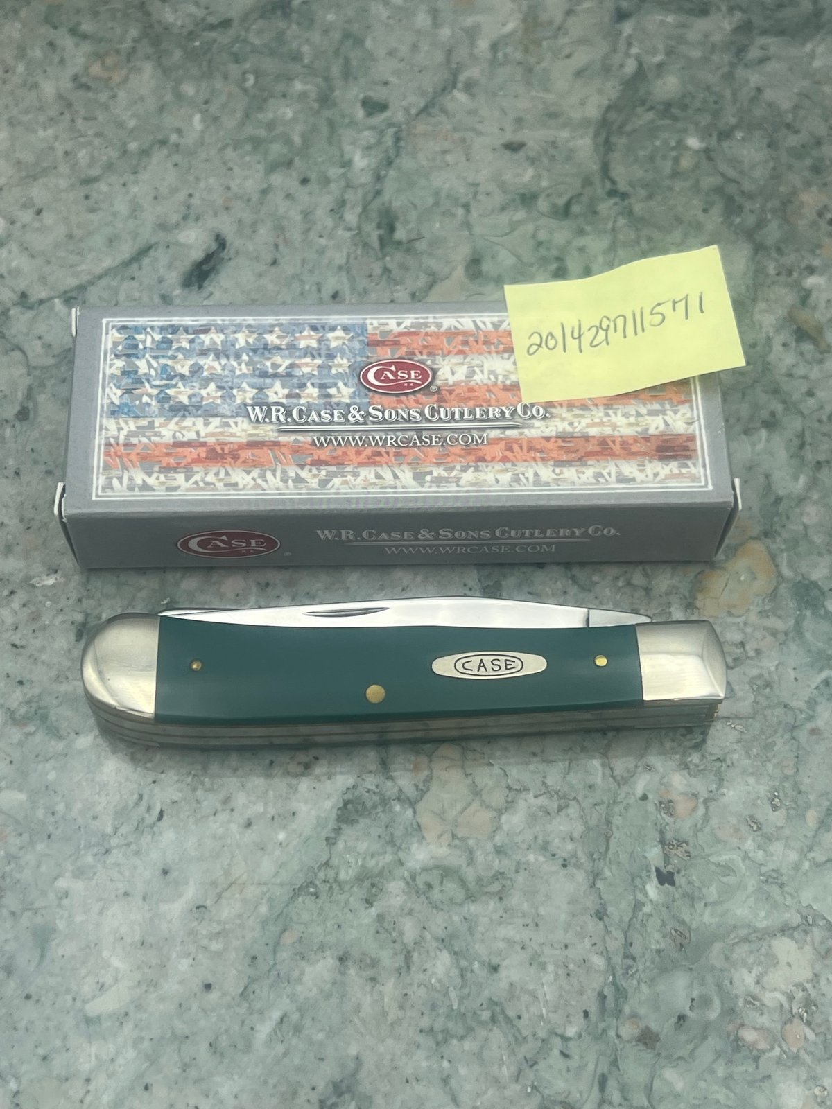 1993 Case XX 6254 SS Green Synthetic Trapper Pocket Knife w/ Box USA