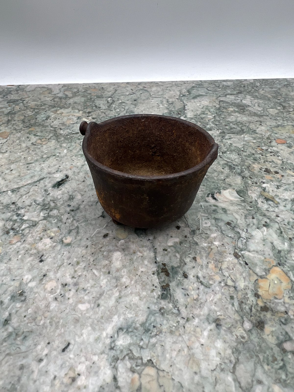 Antique Miniature Cast Iron Three-Legged Cauldron Pot