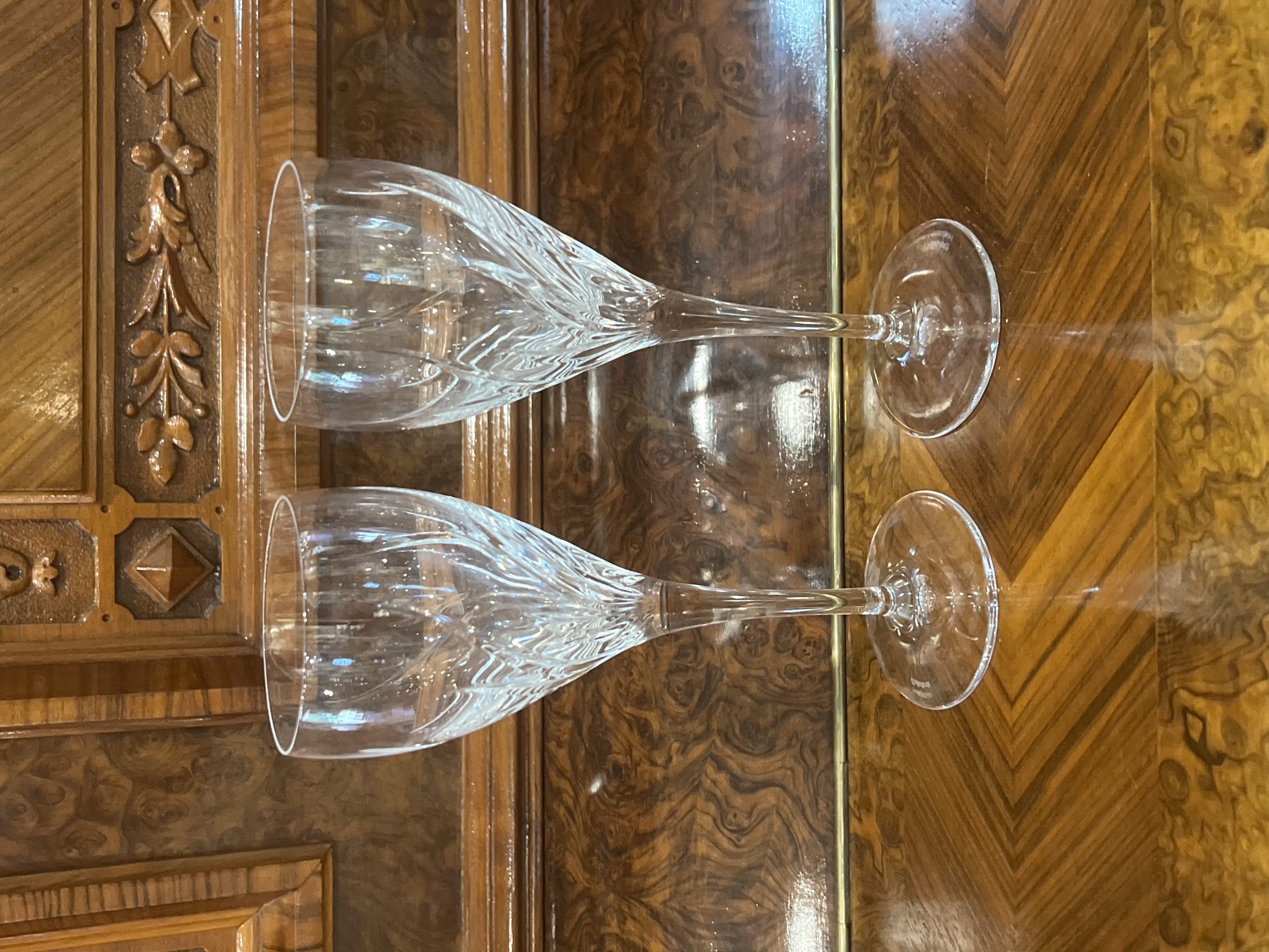 Marquis by Waterford Crystal Wine Glasses Pair - Swirl Cut Pattern