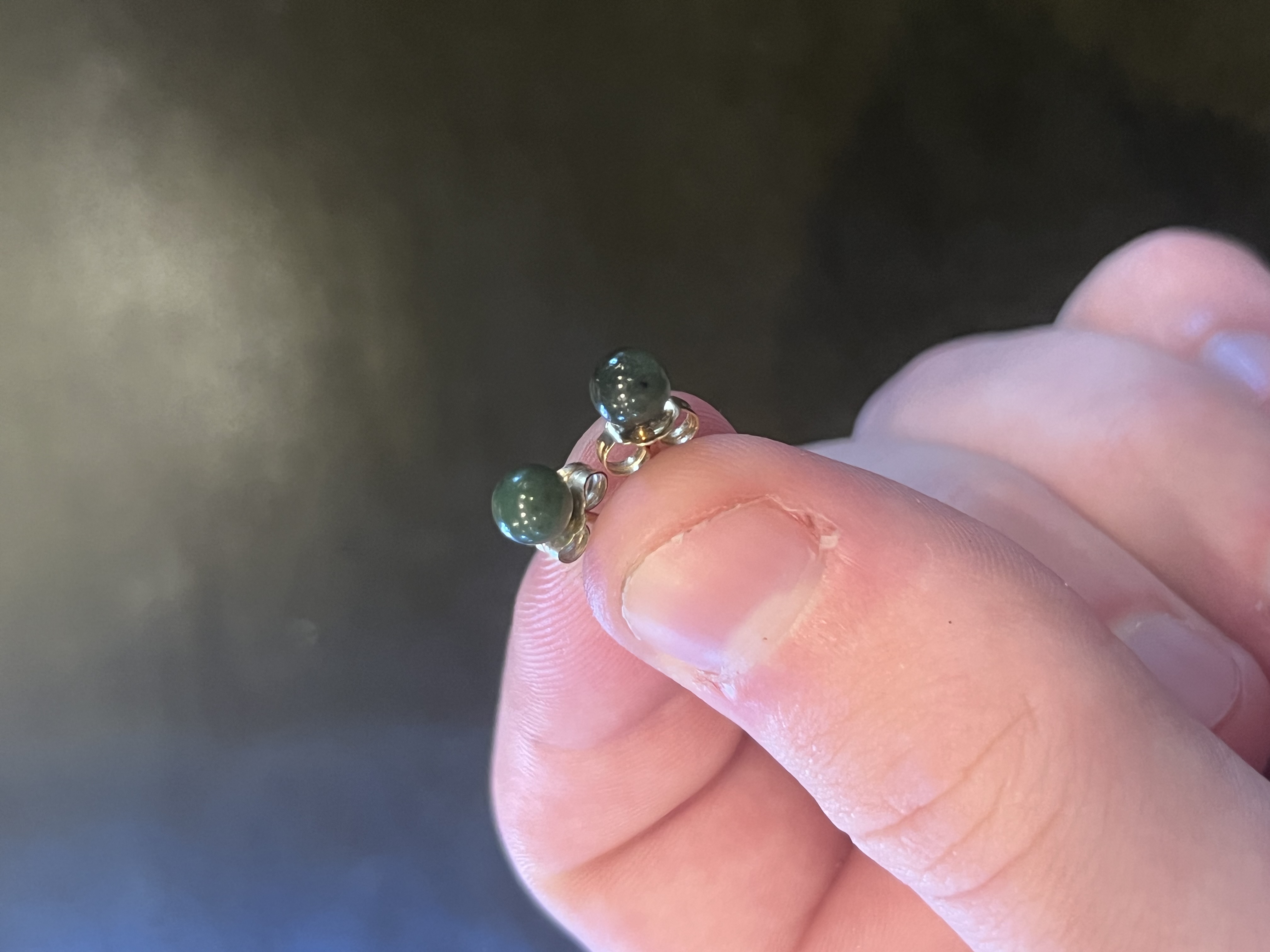 Green Jade Ball Stud Earrings Silver-Tone Setting