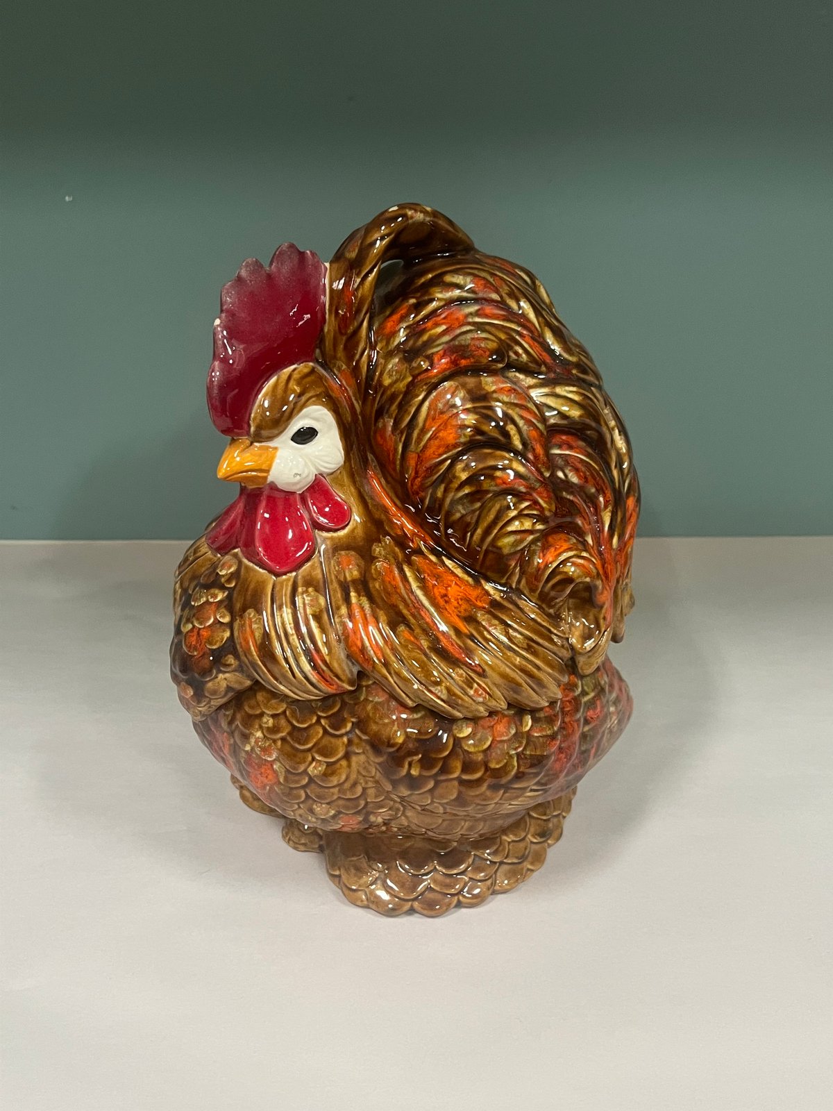 Atlantic Mold Ceramic Rooster Cookie Jar Vintage Hand-Painted
