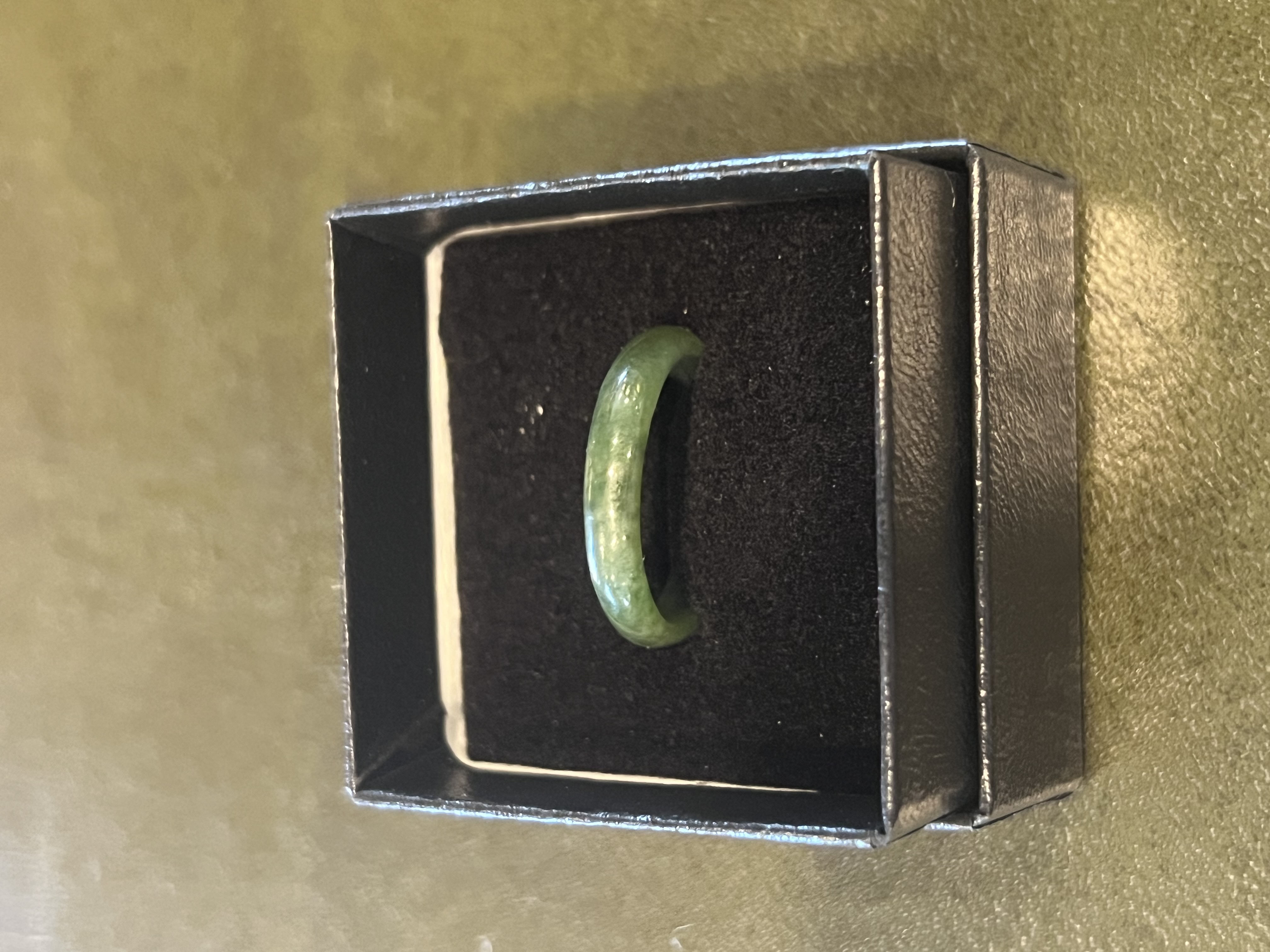 Natural Green Jade Band Ring - Carved Stone, Thumb Ring Size