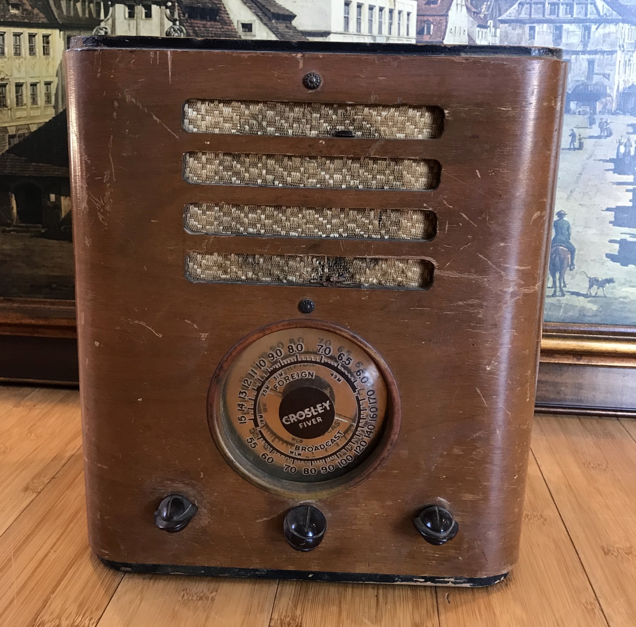 Vintage “Crosley” Fiver Woodbox Radio – Wake Robbin | Consign or Sell ...