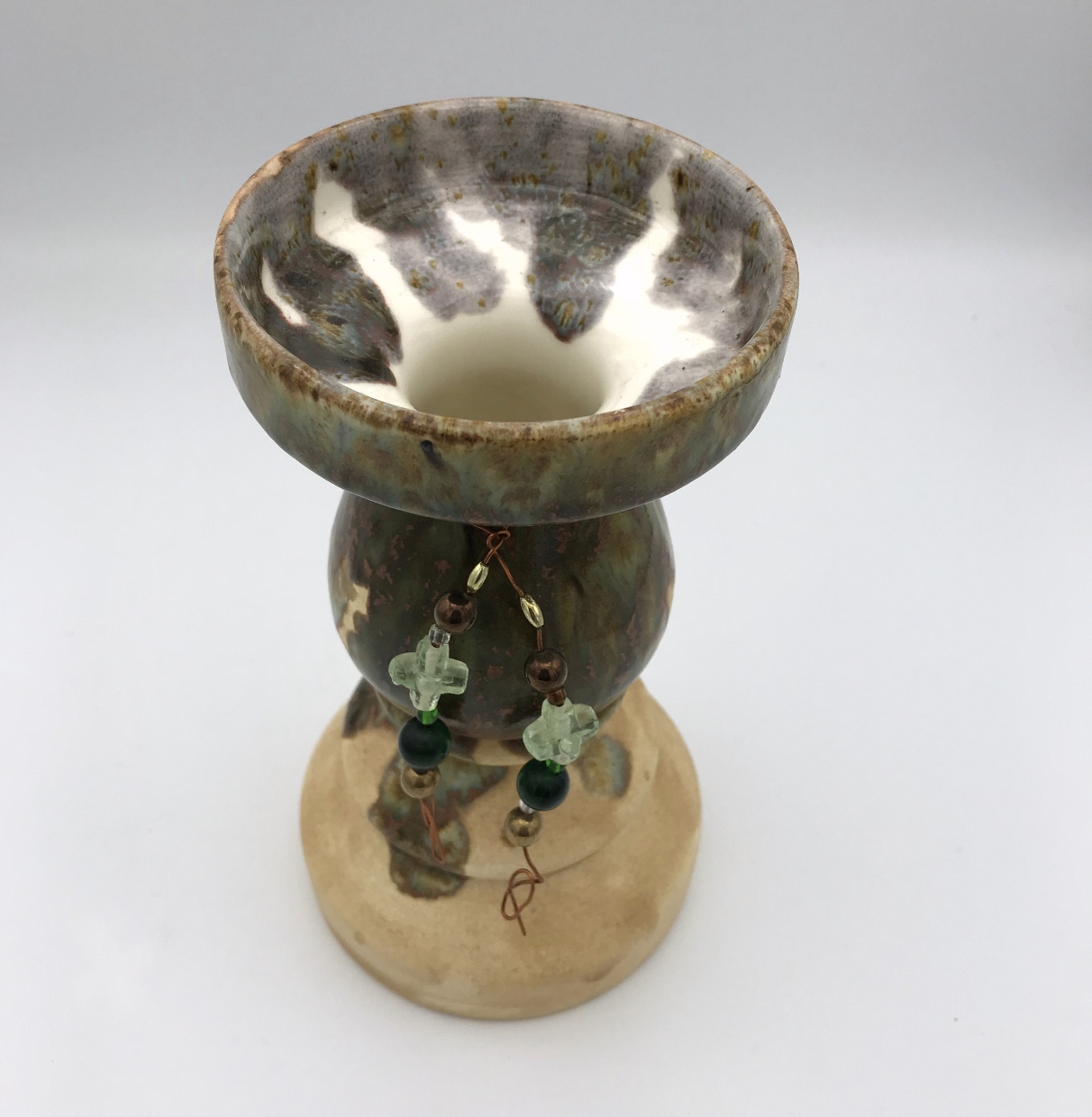 “Gayle Cornwell” Pottery Vase/Candlestick w Cross Beads – Wake Robbin ...