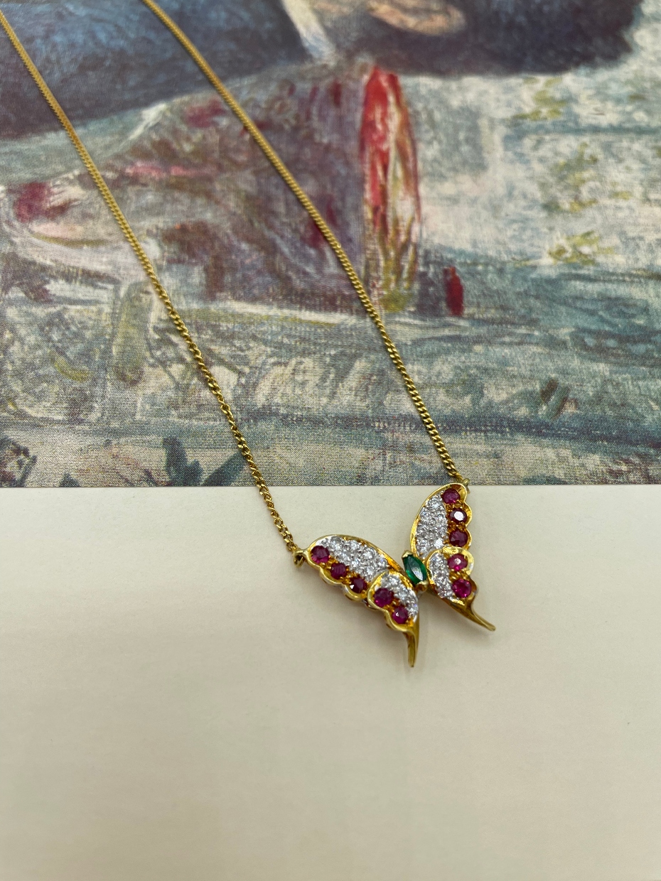 Effy Ruby Royale 14K Rose Gold Ruby and Diamond Butterfly Necklace –  effyjewelry.com