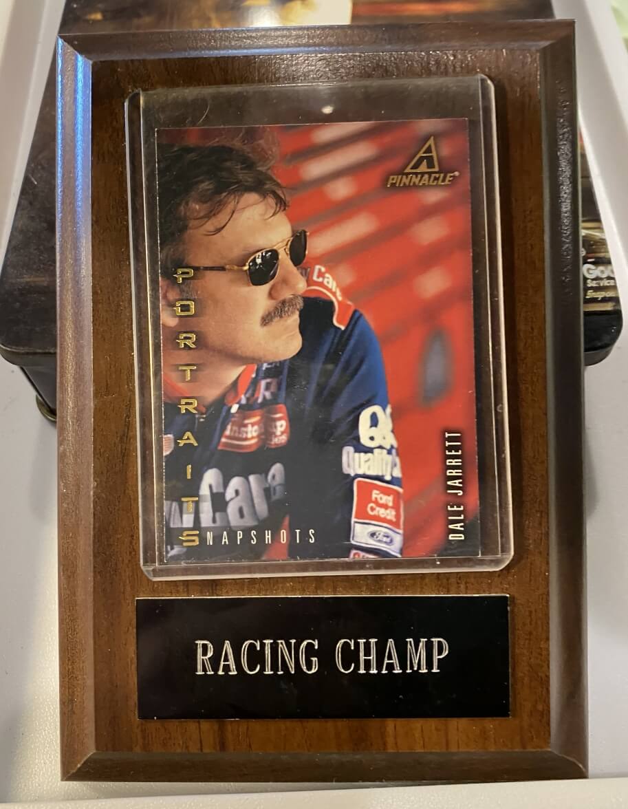 Racing Champion Dale Jarrett StockCar Card on Wood Plaque