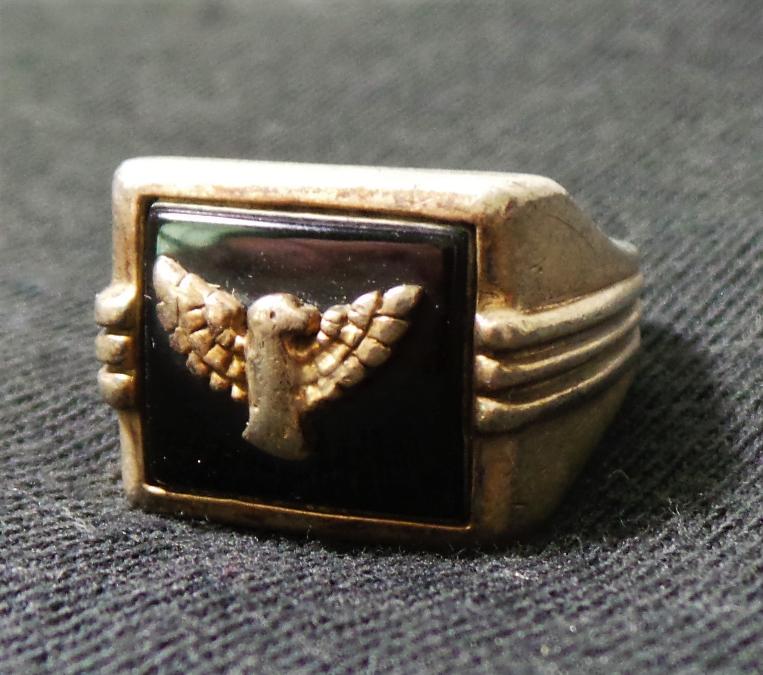 Sterling Silver/Onyx Eagle Men's Ring